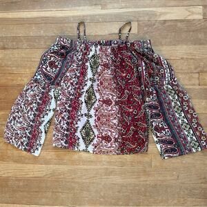 By & By woman's paisley floral long sleeve shirt top with straps size XS B10